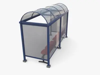 Bus stop V2 Low-poly 3D model