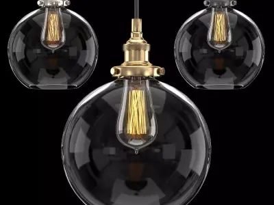 20th c Factory Filament Clear Glass Cafe Pendant 3D model