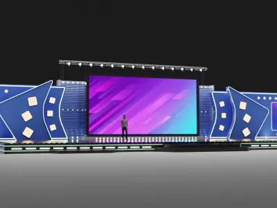 Entertainment Concert Event Stage 3D Model with Light 3D model