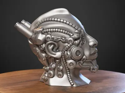 Robot human bust Headphone Stand Cyborg Robot human bust  3D print model