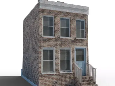Townhouse brick house Free low-poly 3D model