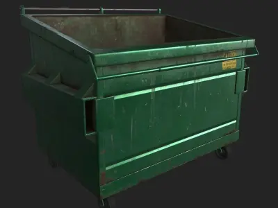 Dumpster garbage can on wheels Low-poly 3D model