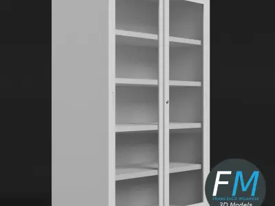 Office cabinet with glass doors 3D model