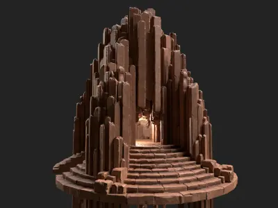 Basalt Rocks Platform  Low-poly 3D model