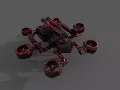 Gyrocopter armored vehicle with lights Low-poly 3D model