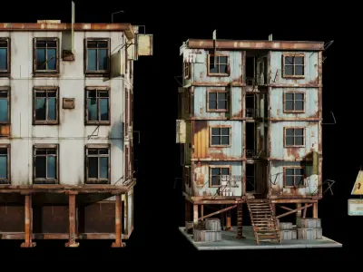 Old building collection V3 Low-poly 3D model