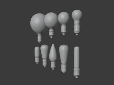 Vintage light bulb lamp set 3D model