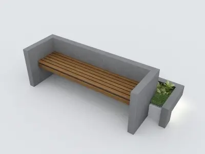 Modern Bench Street and Garden 3 3D model