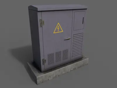 PBR Electric Box Purple Low-poly 3D model