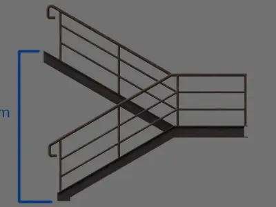 Stair 1C Low-poly 3D model