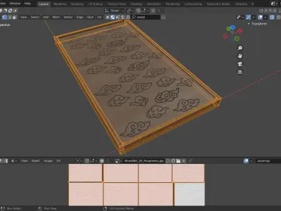 Wood Engravings Oriental Clouds Pattern Panel Free 3D model