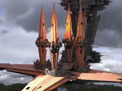 Sci fi Core Magma crystal Floating platforms   3D model