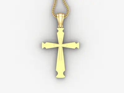 Light Gold 18K Cross Pendant 2CP045 3D print model