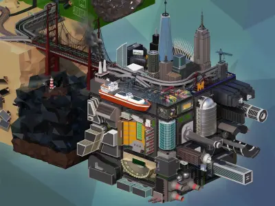 Low Poly Scenes futuristic city 3D model