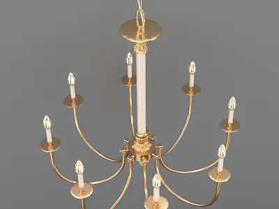 Chandelier gold with six lights 3D model