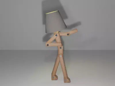 Lamp 3D wooden with man 3D model