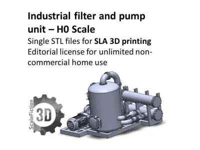  Industrial Filter and Pump Unit - H0 Scale 3D print model