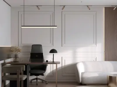 Stylish Offices in nude shades  3D model