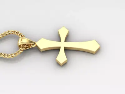 Light Gold 18K Cross Pendant 1CP044 3D print model
