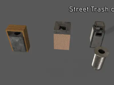 Street Trash can 3d model Low-poly 3D model