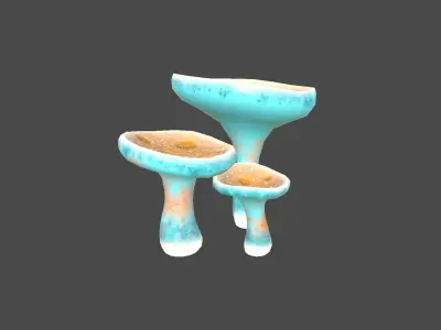 Fantasy Mushroom J05 Blue Orange - Scene Backdrop Design Low-poly 3D model