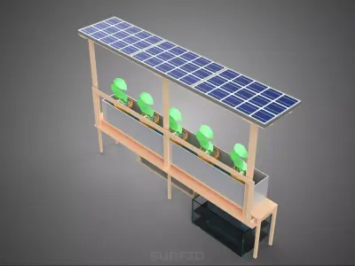 SOLAR PANEL PV IOT WATER DRIP IRRIGATION SYSTEM HYDROPONIC PLANT 3D model