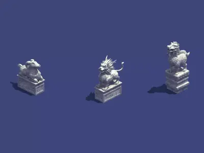 Mountain Stone Sculpture - Animal Stone Statue 3D model
