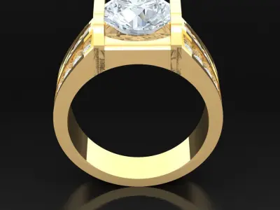 Light Gold Diamond Men Ring 2MR003 3D model