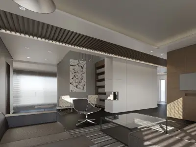 Contemporary Interior Design rendered with Revit 3D model