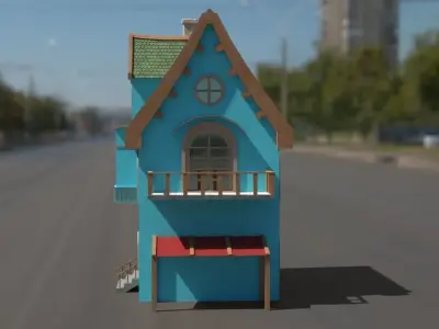 Cartoon house Low-poly 3D model 23