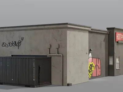 Urban Building - Pizza Restaurant Low-poly 3D model