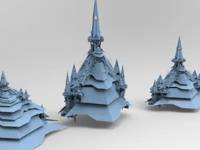 Amon Ra Sci fi Pyramid Towers 3 3D model