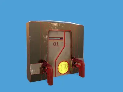 Alien Sci-fi door Low-poly 3D model