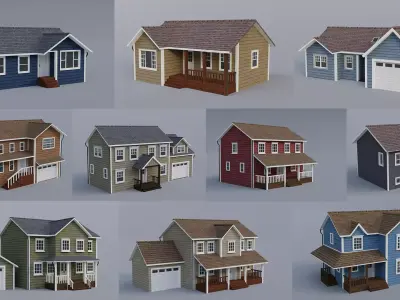Low Poly House Collection 3D Model Pack