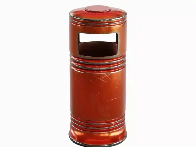 Metal Street Trash Bin 04 Low-poly 3D model