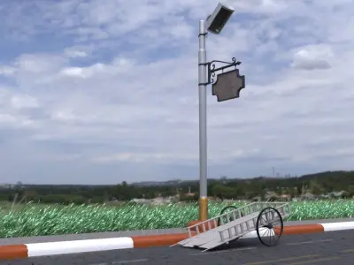 bull cart wooden bridge with wheels Free 3D model