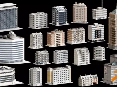City Buildings Kitbash Pack of 22 Detailed Models Blender  3D model