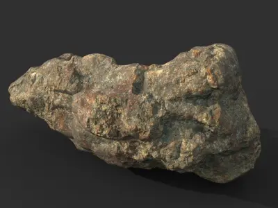 Low poly Damaged Granite Rock 200101 Low-poly 3D model