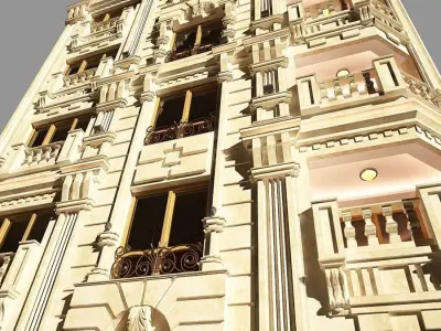 Full 3D model of the exterior of a luxury residential apartment 3D model
