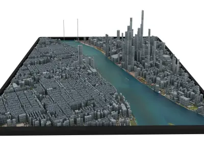 City of Detroit Low-poly 3D model