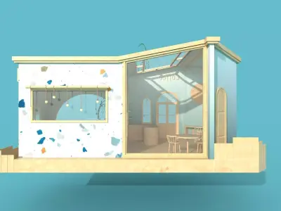 Cute Coffee Shop Diorama 3D model