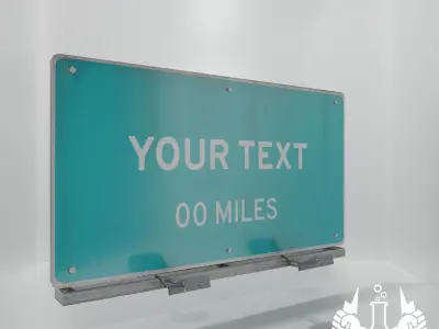 Game-ready Highway Sign Pack With Sign Template Low-poly 3D model
