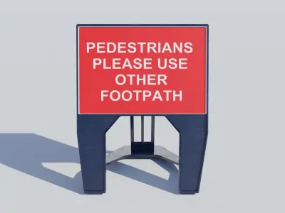 Low poly Temporary Footpath Signs Low-poly 3D model