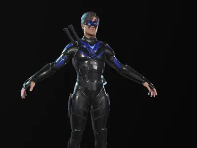 SuperHeroGameReady ninja in suit Low-poly 3D model