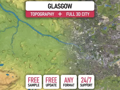 Glasgow - Topography Terrain 3D City 3D Model Pack