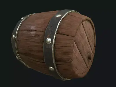 Low-poly barrel wooden in world of warcraft Low-poly 3D model