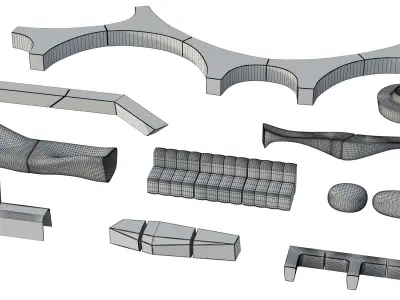 Concrete Benches Pack 3D model