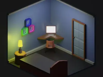 isometric room Low-poly 3D model