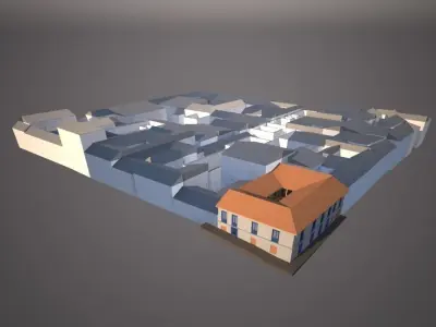 Colonial House in the city 3D model