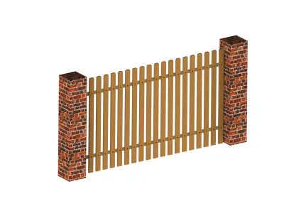 Ultimate Modular Fence Kit Wood and Pillars 3D model